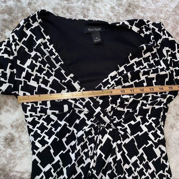 WHBM Women's Elbow Sleeve Geometric Print Wrap Dress black & white SZ 4 - Picture 10 of 10